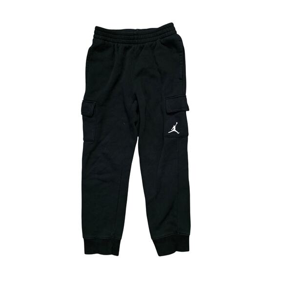 Nike Air Jordan Jumpman Cargo Joggers Boys Medium Black Fleece Pants - Picture 1 of 7
